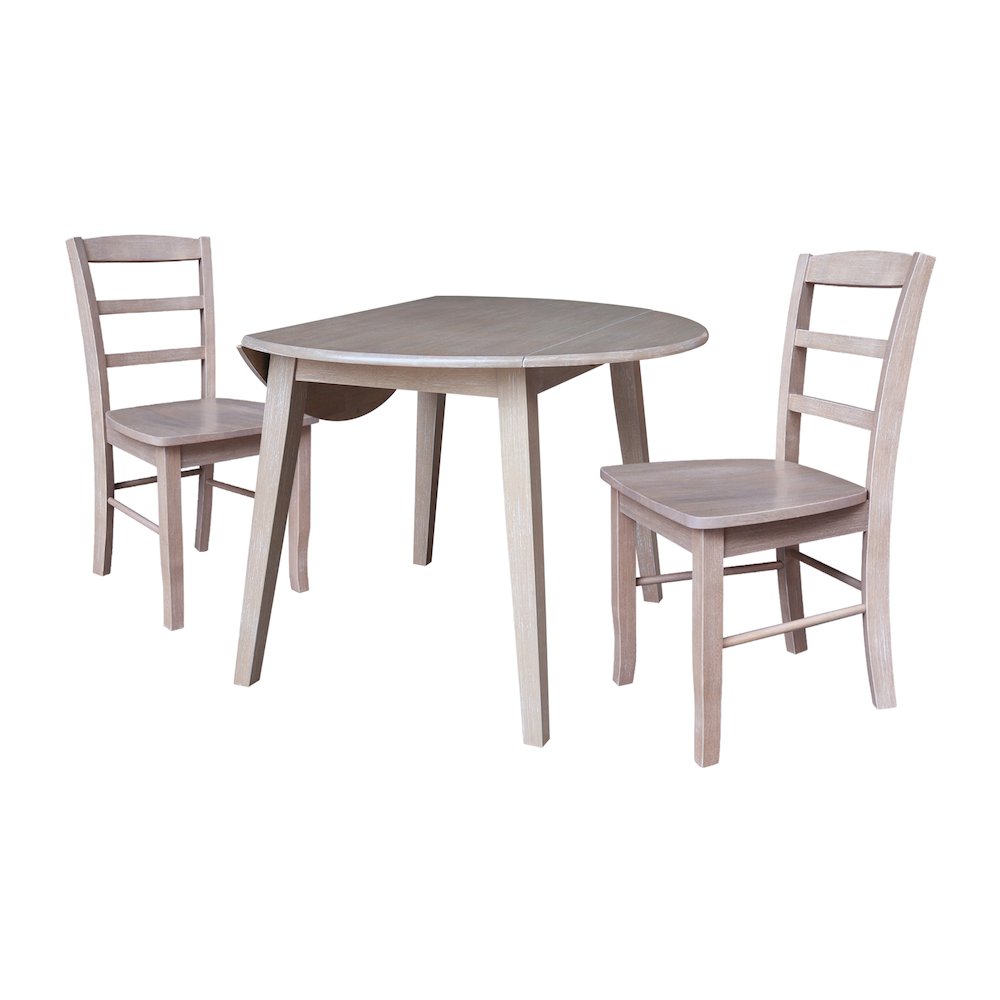 42" Round Dual Drop Leaf Dining Table with 2 Chairs. Picture 2
