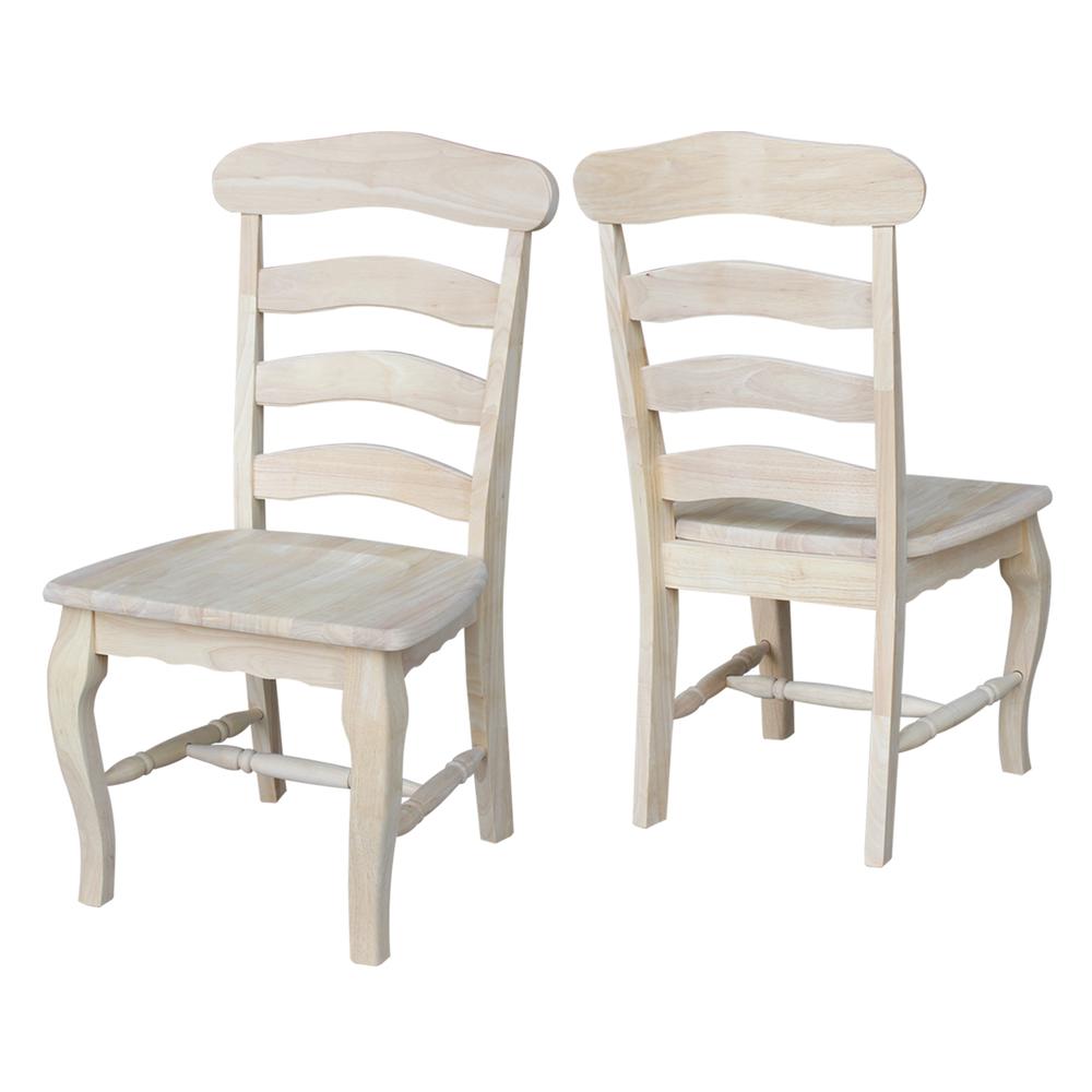 Set of Two Country French Chairs with Solid Seats, Unfinished. Picture 10
