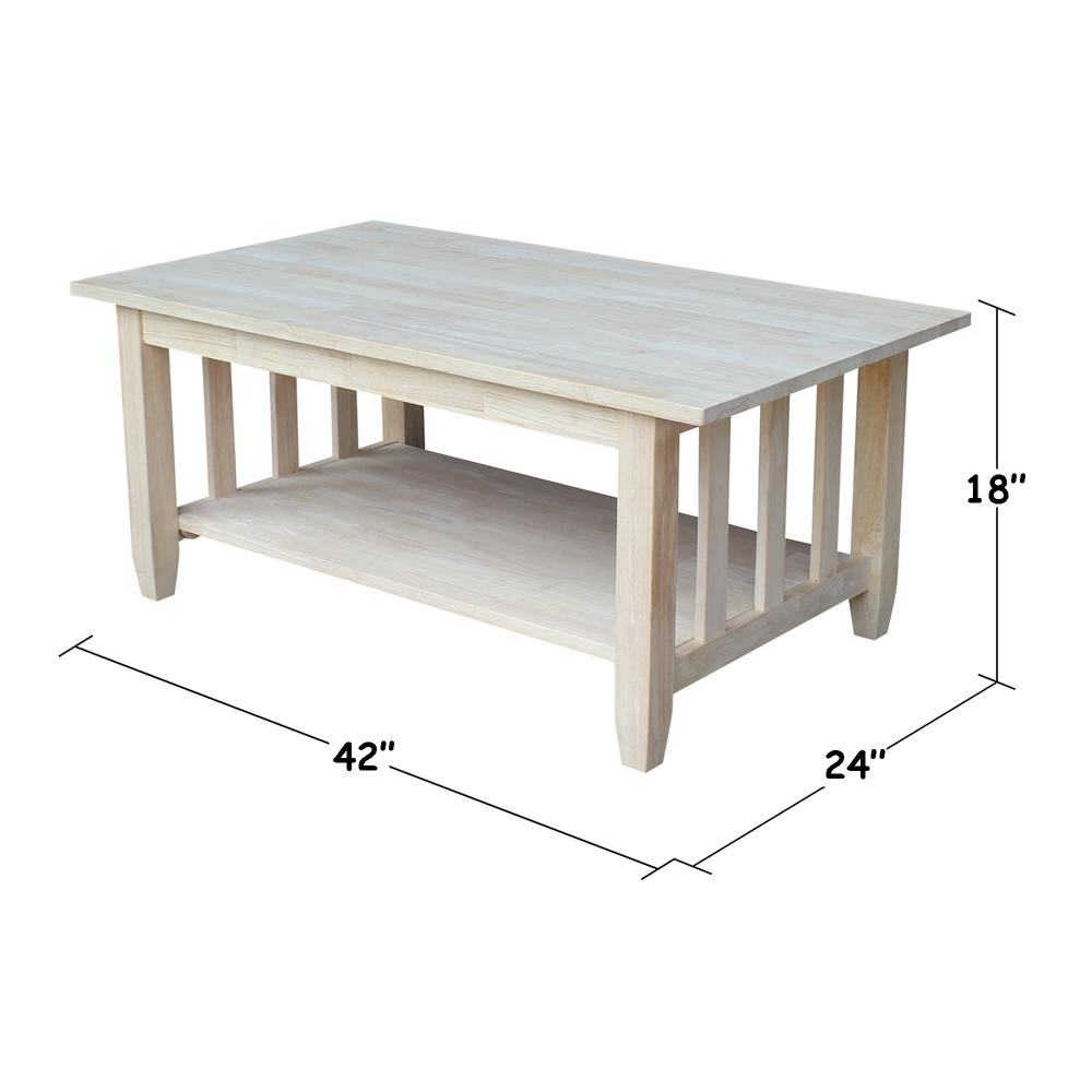 Mission Tall Coffee Table , Unfinished. Picture 6