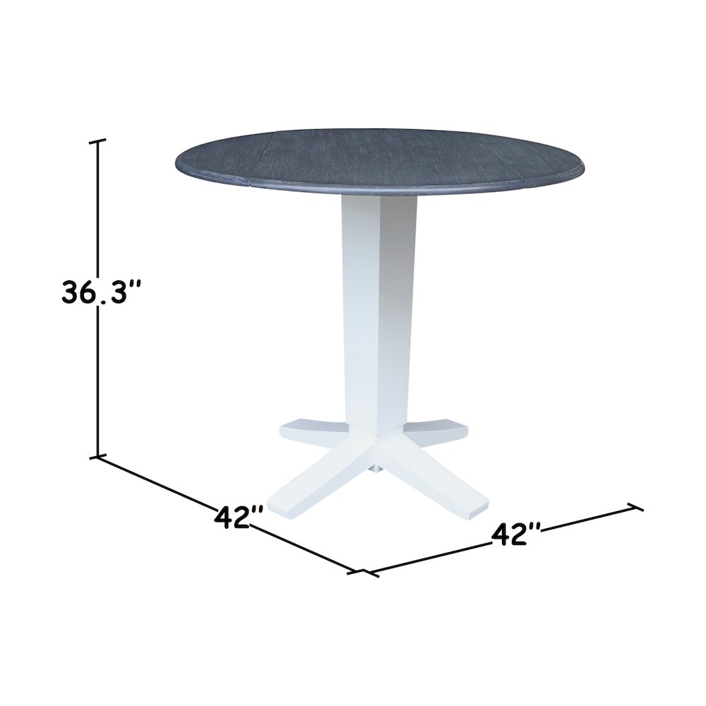 42" Solid Wood Round Dual Drop Leaf Dining Pedestal Table - 36.3"High. Picture 8