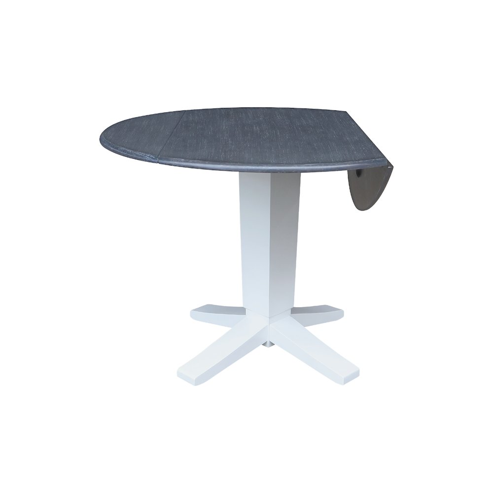 42" Solid Wood Round Dual Drop Leaf Dining Pedestal Table - 30.3"High. Picture 6