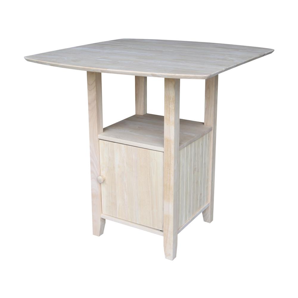 Dual Drop Leaf Bistro Table - Bar Height - With Storage, Unfinished. Picture 15