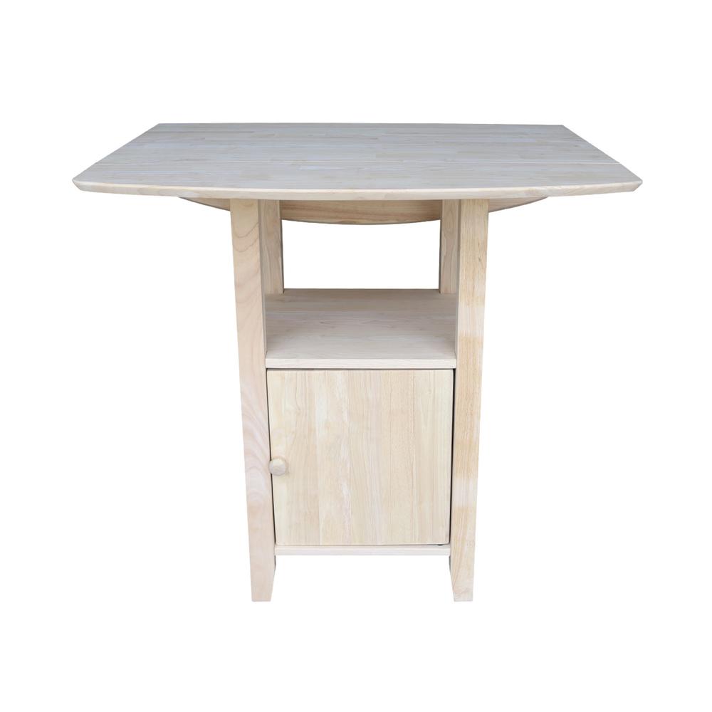 Dual Drop Leaf Bistro Table - Bar Height - With Storage, Unfinished. Picture 2
