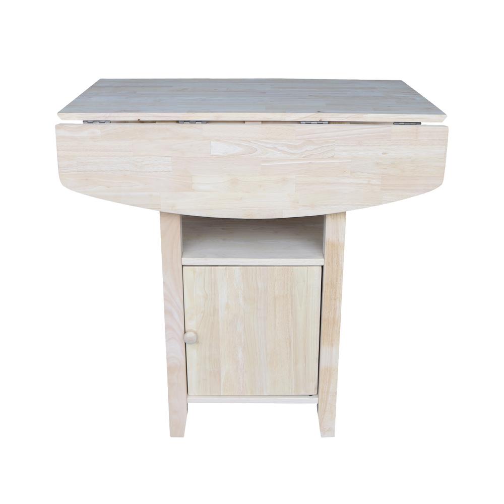 Dual Drop Leaf Bistro Table - Bar Height - With Storage, Unfinished. Picture 1