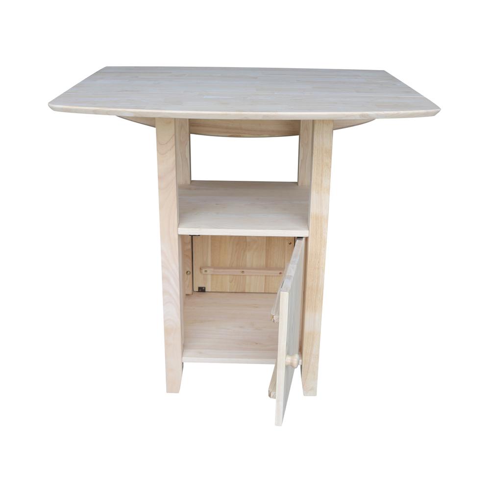 Dual Drop Leaf Bistro Table - Bar Height - With Storage, Unfinished. Picture 7