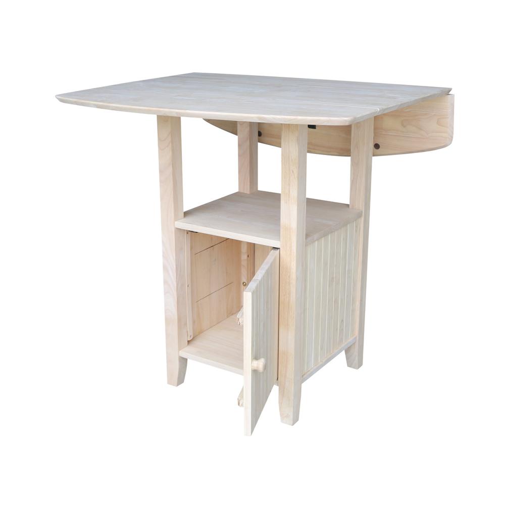 Dual Drop Leaf Bistro Table - Bar Height - With Storage, Unfinished. Picture 4