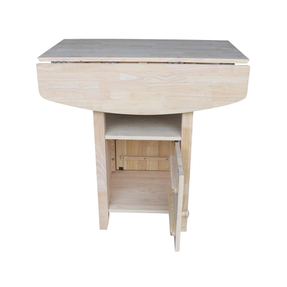 Dual Drop Leaf Bistro Table - Bar Height - With Storage, Unfinished. Picture 6