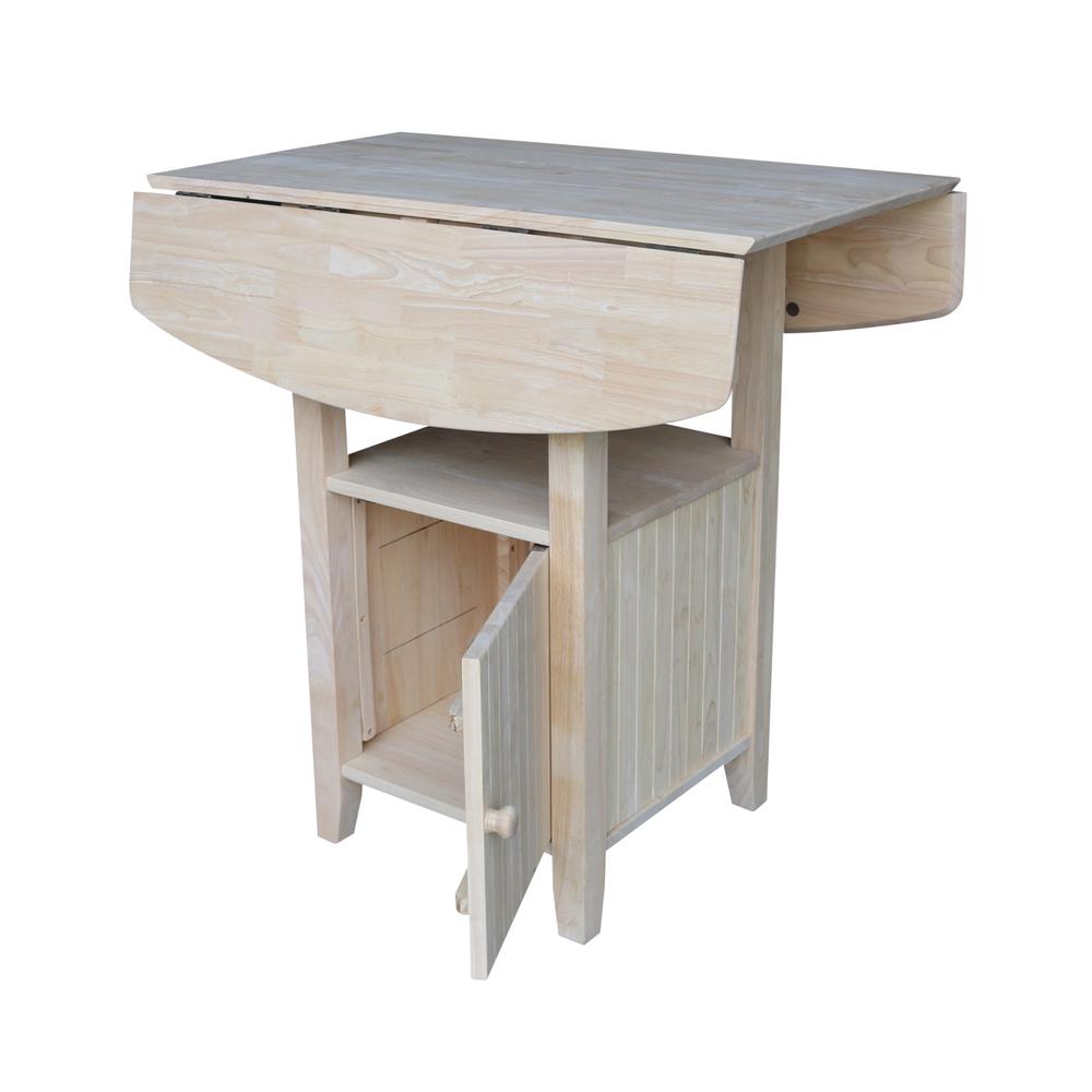 Dual Drop Leaf Bistro Table - Bar Height - With Storage, Unfinished. Picture 5