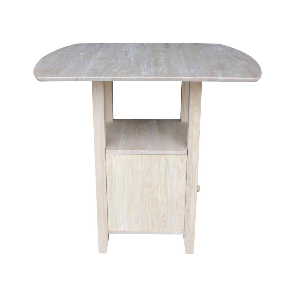 Dual Drop Leaf Bistro Table - Bar Height - With Storage, Unfinished. Picture 11