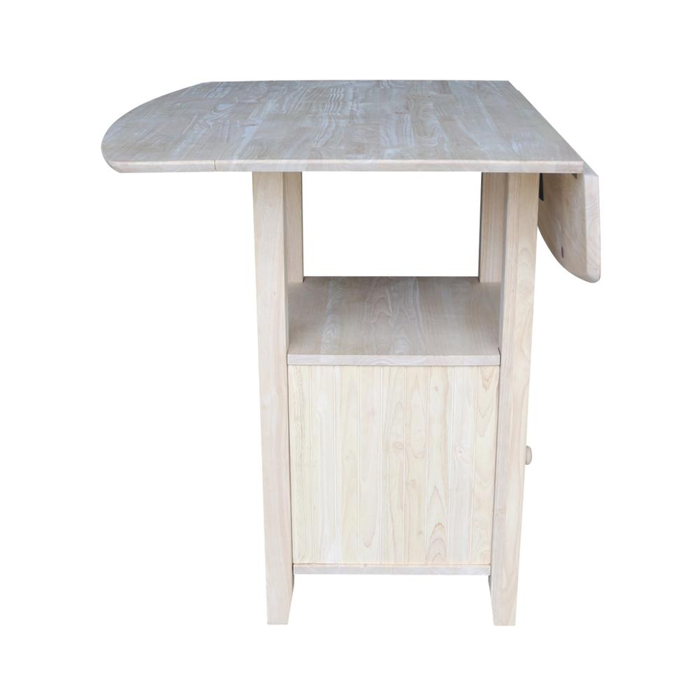 Dual Drop Leaf Bistro Table - Bar Height - With Storage, Unfinished. Picture 8