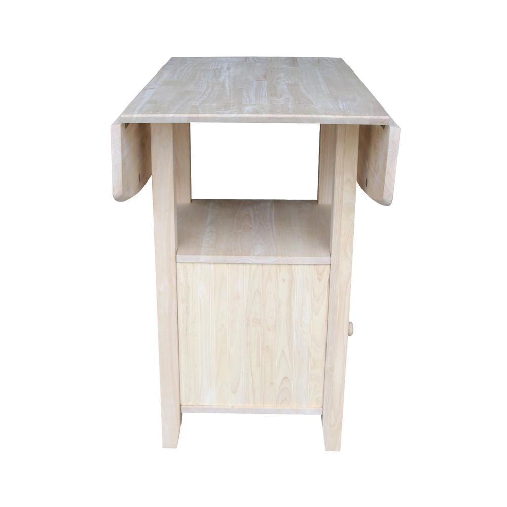 Dual Drop Leaf Bistro Table - Bar Height - With Storage, Unfinished. Picture 10