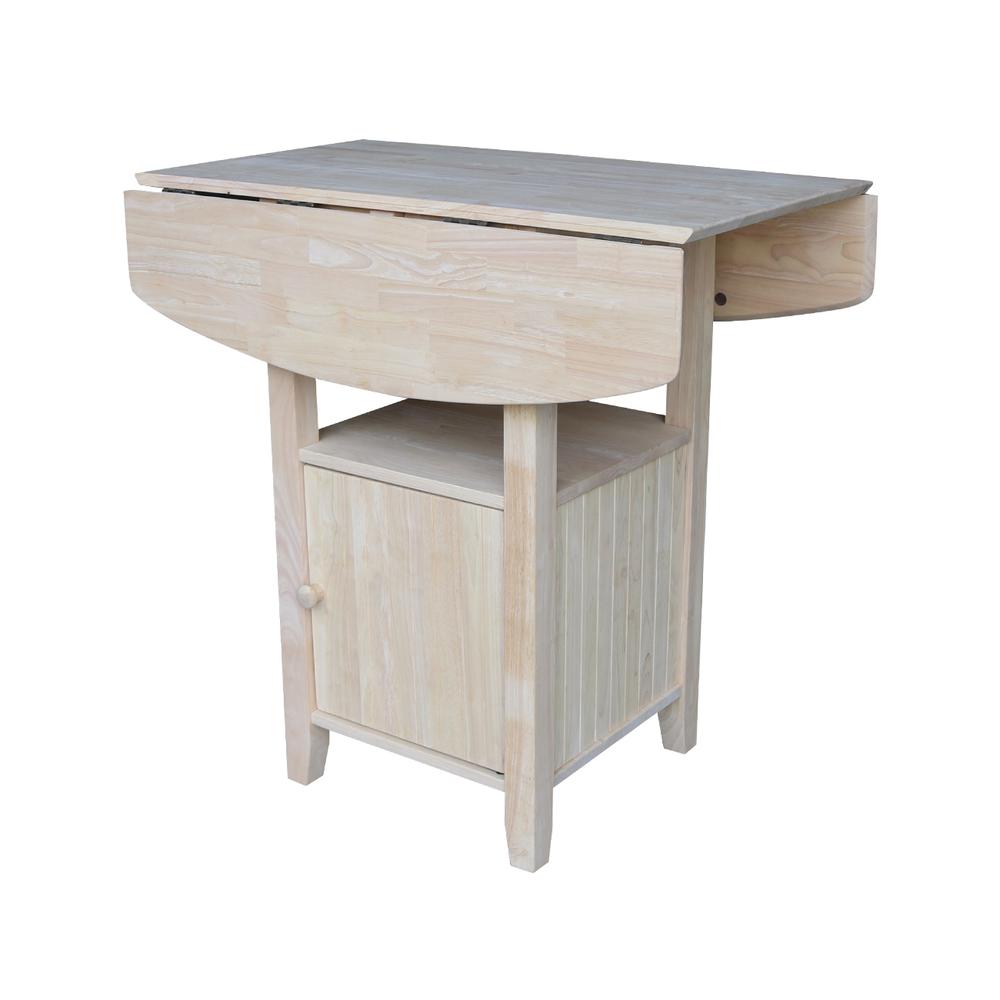 Dual Drop Leaf Bistro Table - Bar Height - With Storage, Unfinished. Picture 12
