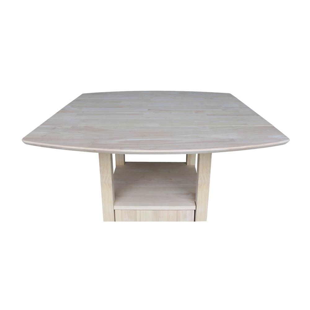 Dual Drop Leaf Bistro Table - Bar Height - With Storage, Unfinished. Picture 14