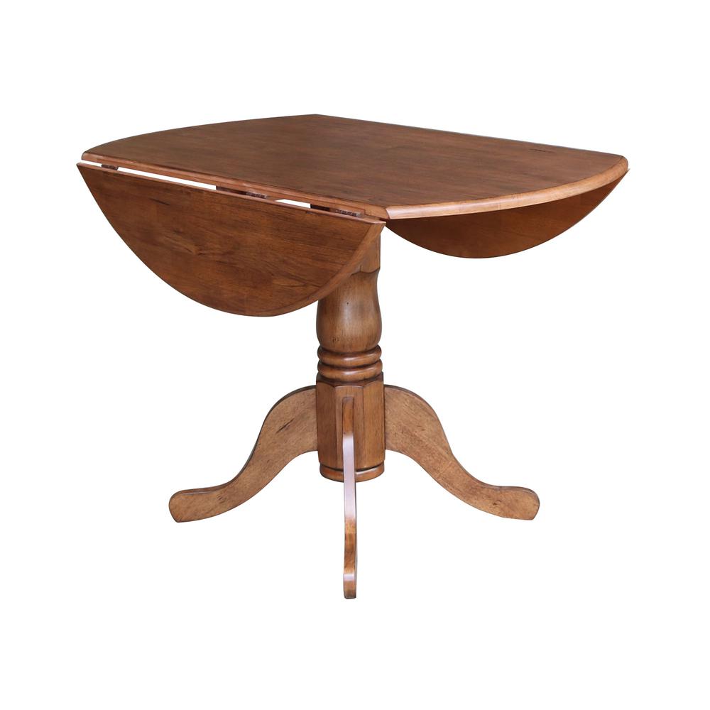 42" Round Dual Drop Leaf Pedestal Table. Picture 7