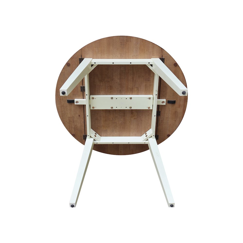 Solid Wood 42" Round Dual Drop Leaf Dining Table. Picture 4