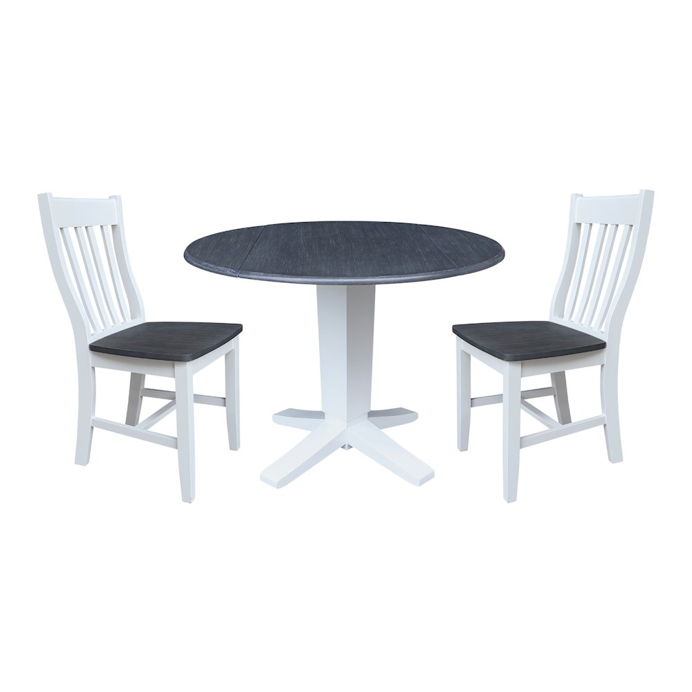 42" Round Drop Leaf Table with Two Dining Chairs. Picture 1