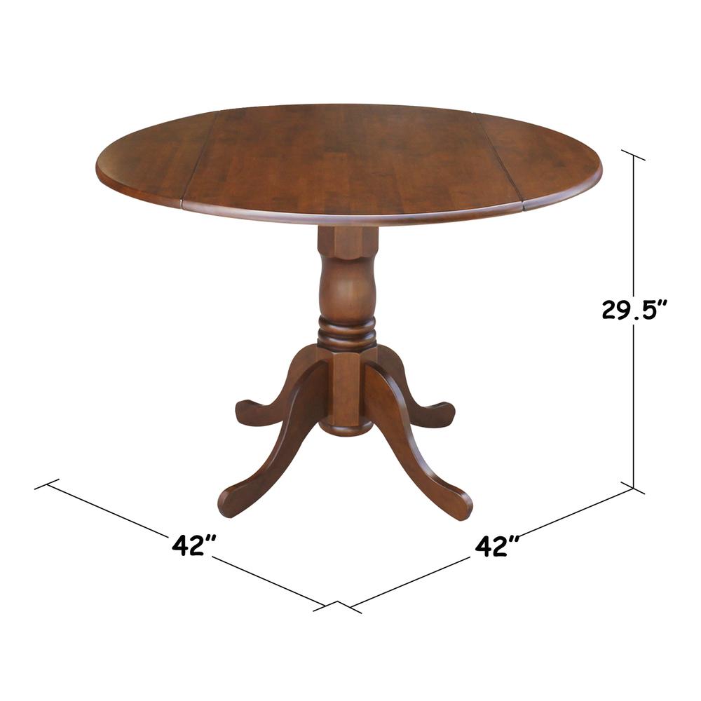 42" Round Dual Drop Leaf Pedestal Table. Picture 1