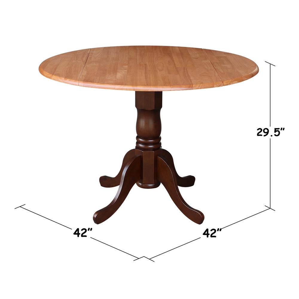 42" Round Dual Drop Leaf Pedestal Table. Picture 1