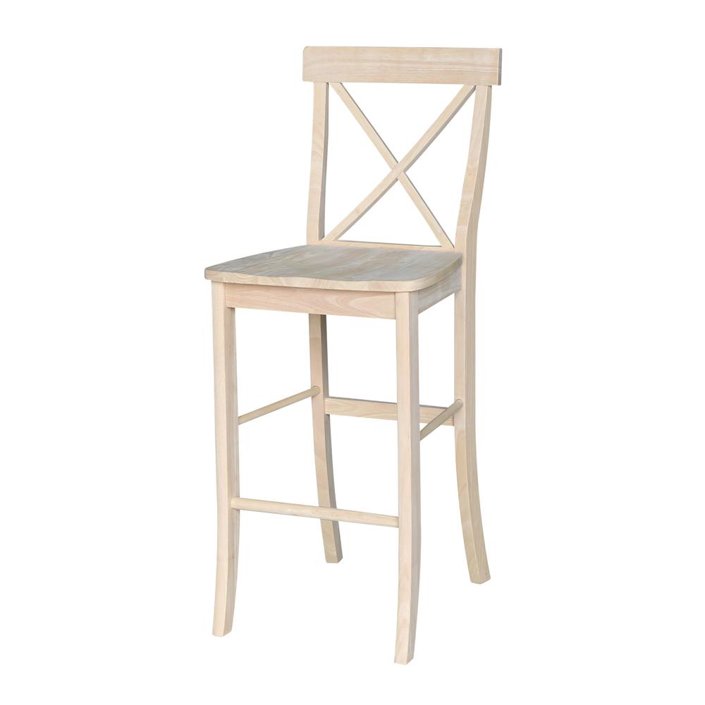 X-Back Stool - 30" Seat Height, Unfinished. Picture 1