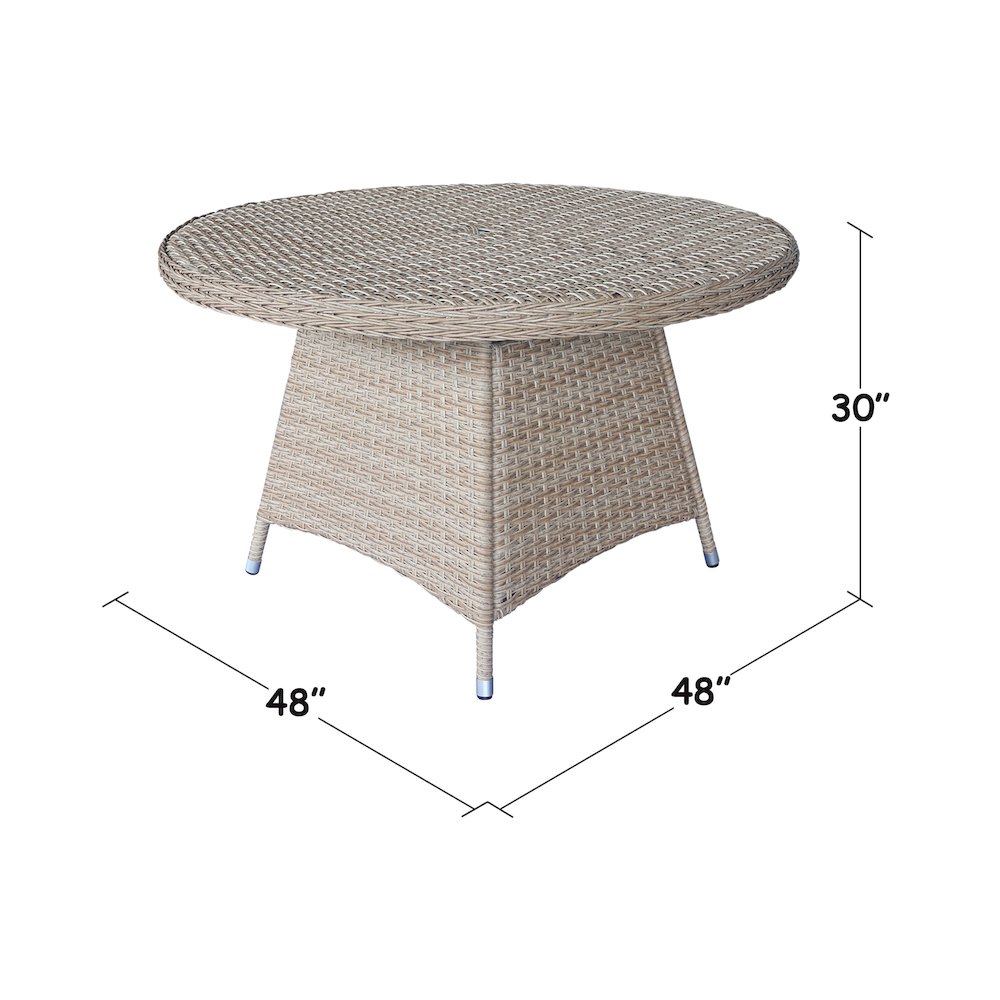 Outdoor 7 Piece Wicker Patio Furniture Set with a Round Table and 6 Chairs. Picture 11