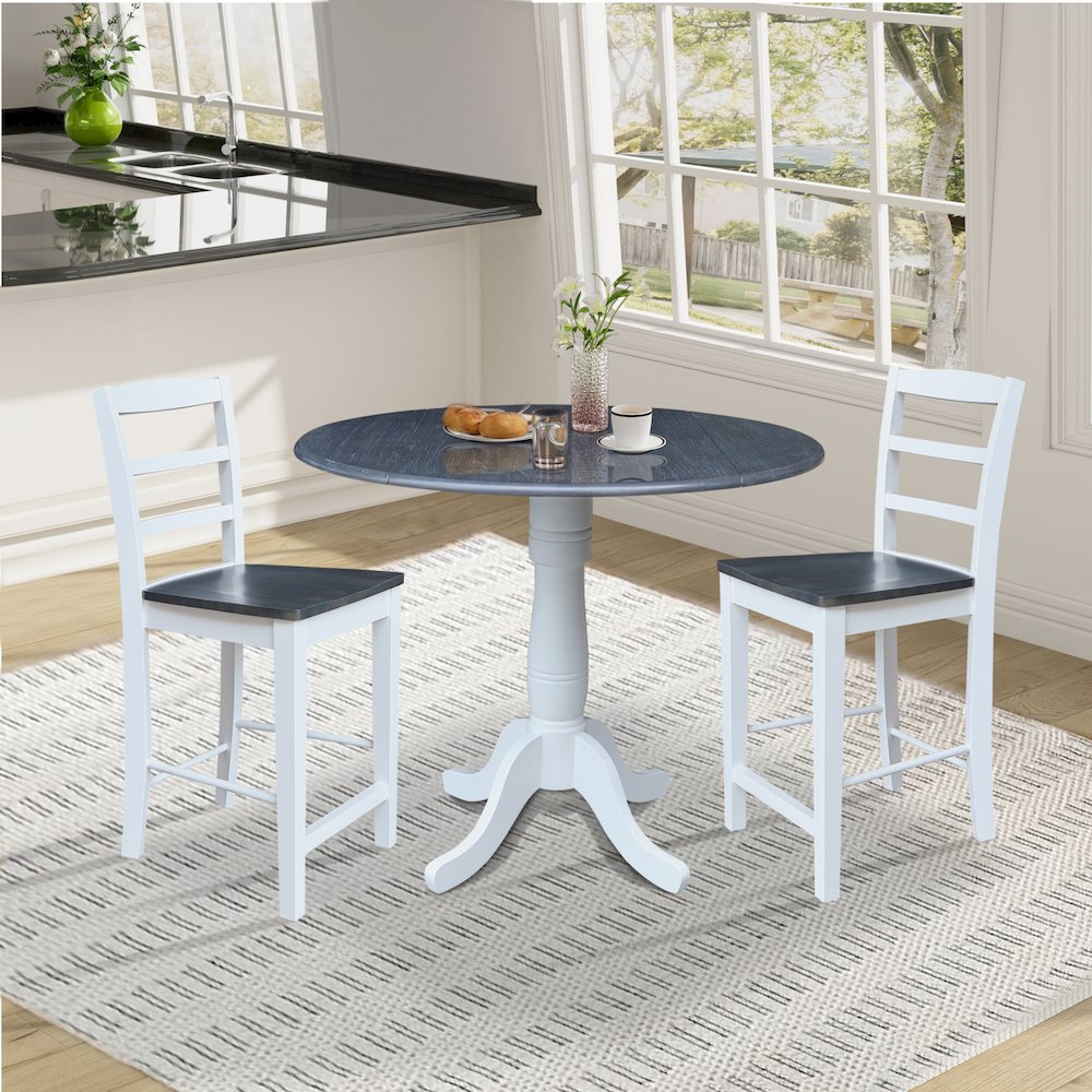 42" Round Pedestal Table with Two Counter Height Stools. Picture 7