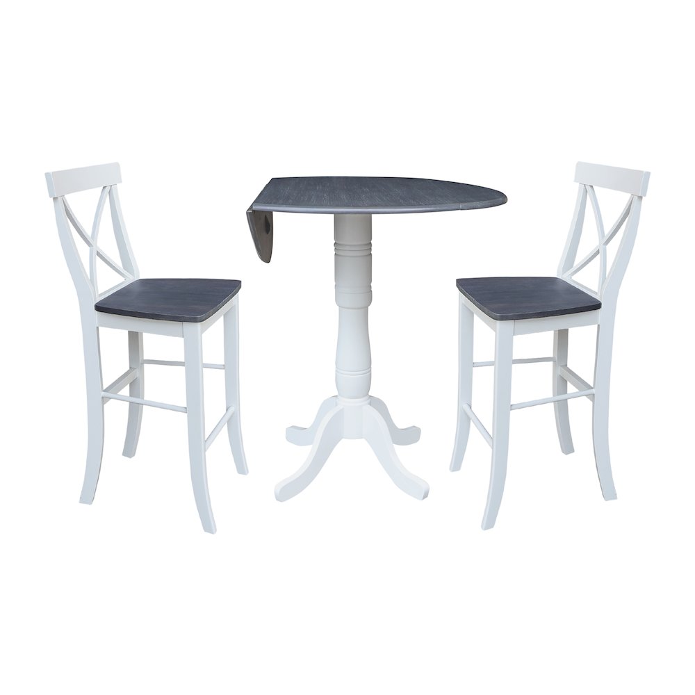 42" Round Pedestal Table with Two Bar Height Stools. Picture 2