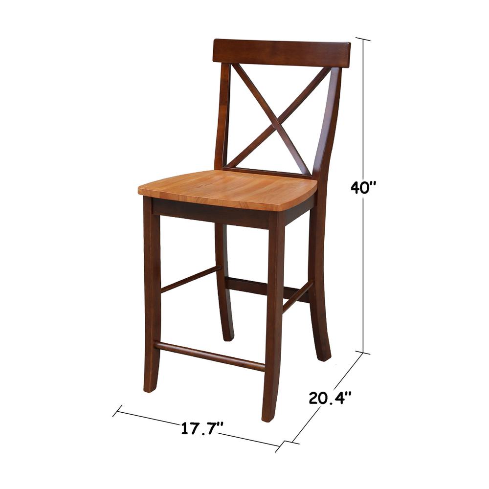 X-Back Counter height Stool - 24" Seat Height, Cinnamon/Espresso. Picture 9