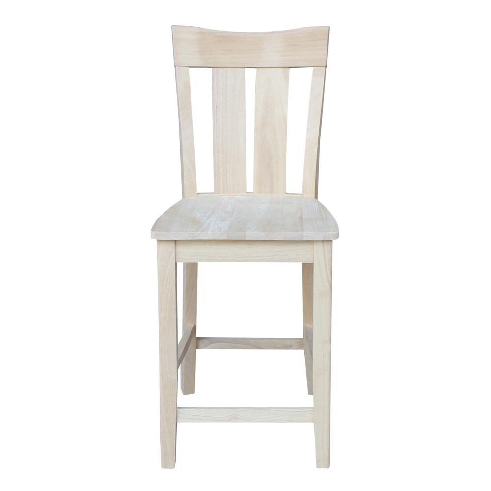 Ava Counter height Stool - 24" Seat Height, Unfinished. Picture 1