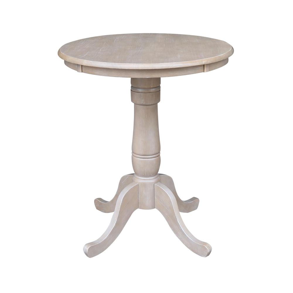30" Round Pedestal Gathering Height Table with 2 Emily Counter Height Stools. Picture 3