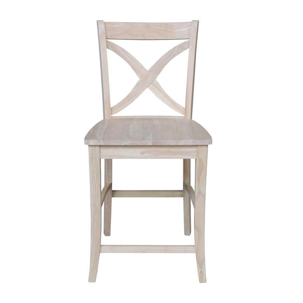 Vineyard Counter height Stool - 24" Seat Height, Unfinished. Picture 5