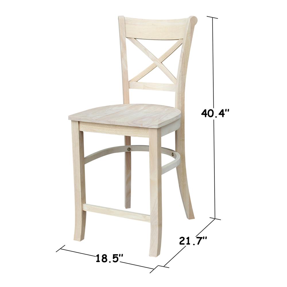 Charlotte Counter height Stool - 24" Seat Height, Unfinished. Picture 2