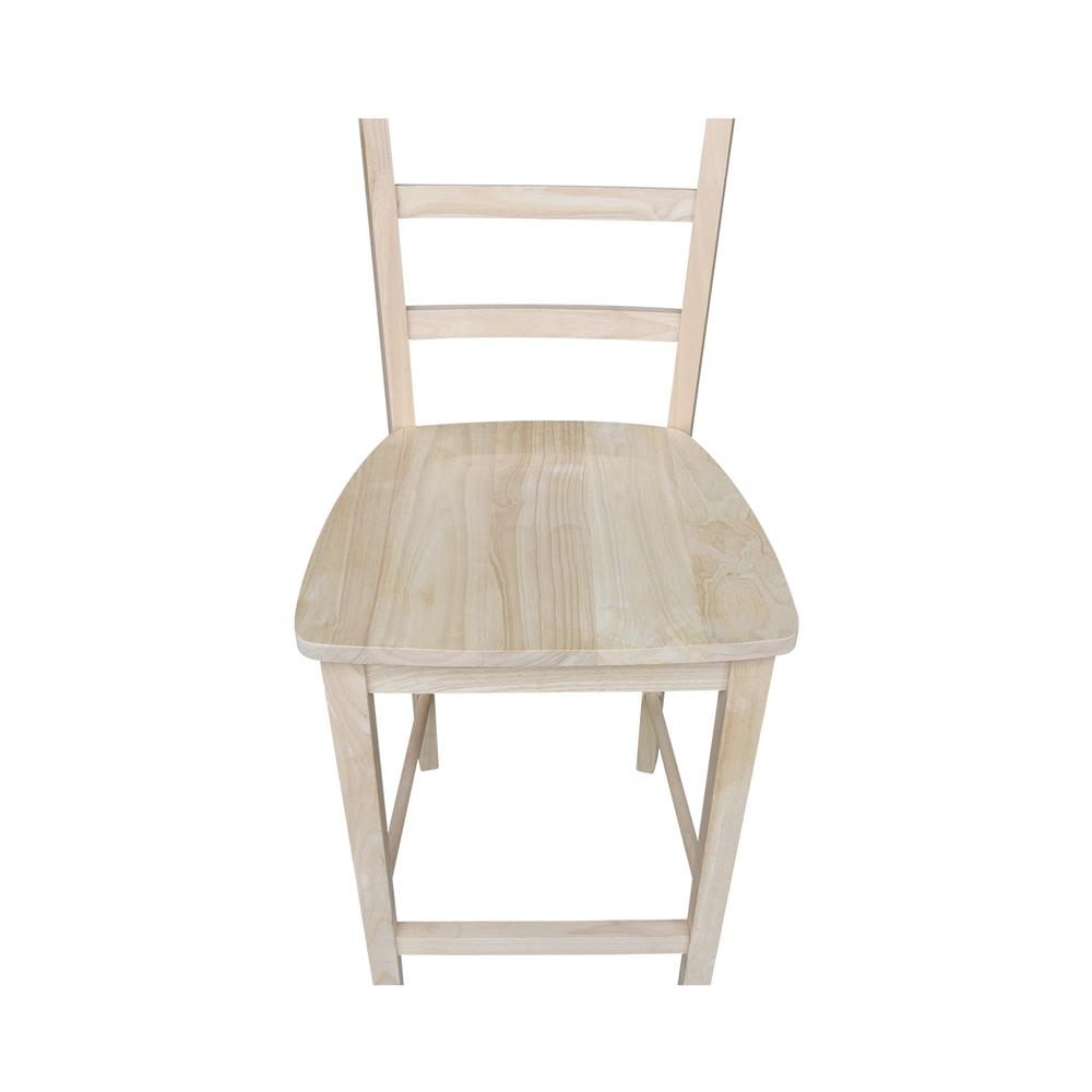 Madrid Counter height Stool - 24" Seat Height, Unfinished. Picture 3