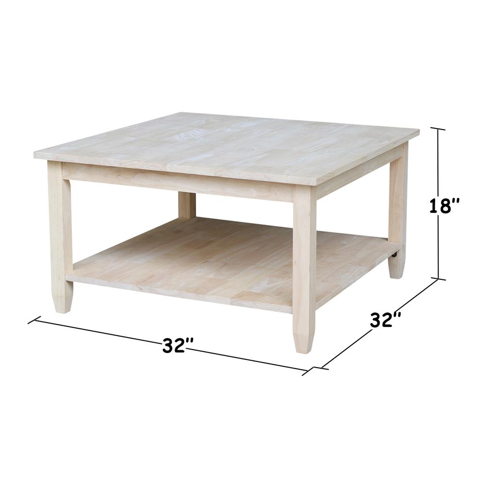 Solano Square Coffee Table, Unfinished. Picture 5