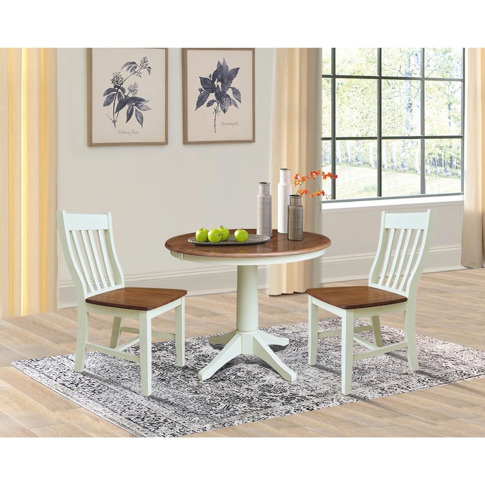 36" Round Extension Dining Table with 2 Cafe Dining Chairs. Picture 4