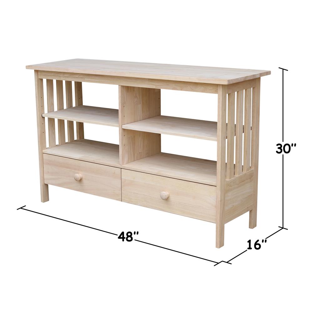 Mission Entertainment/ TV Stand, Unfinished. Picture 2