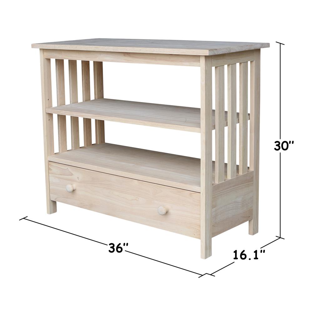 Mission Entertainment / TV Stand - 36", Unfinished. Picture 2