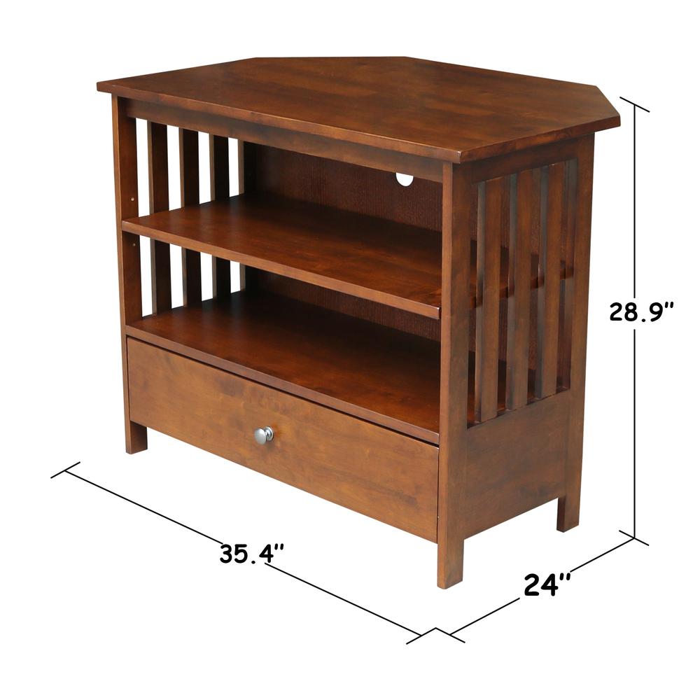 Mission Corner TV Stand, Espresso. Picture 2