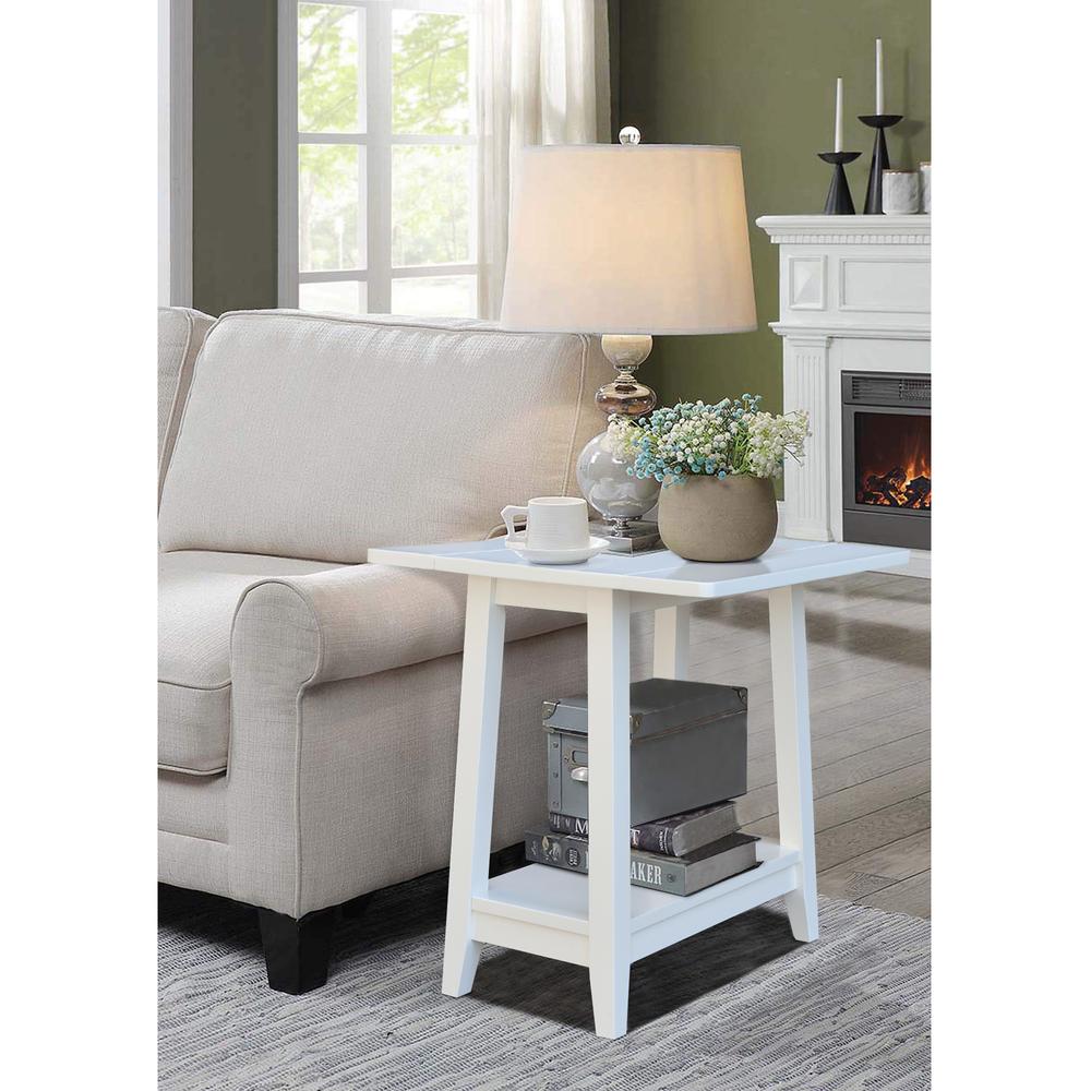 Solid Wood Square Drop Leaf Side Table in White. Picture 9