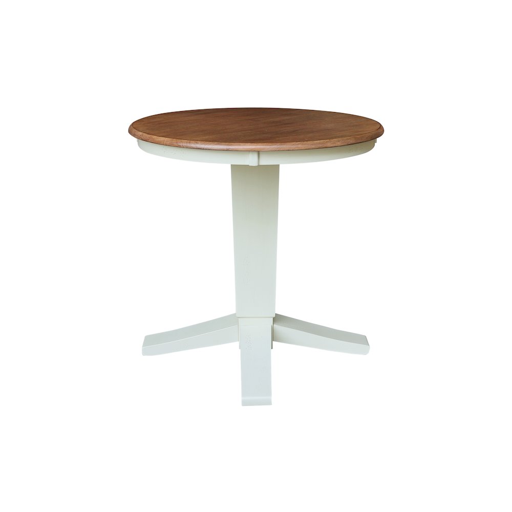 30" Solid Wood Round Top Pedestal Dining Table - 29.9" High. Picture 4
