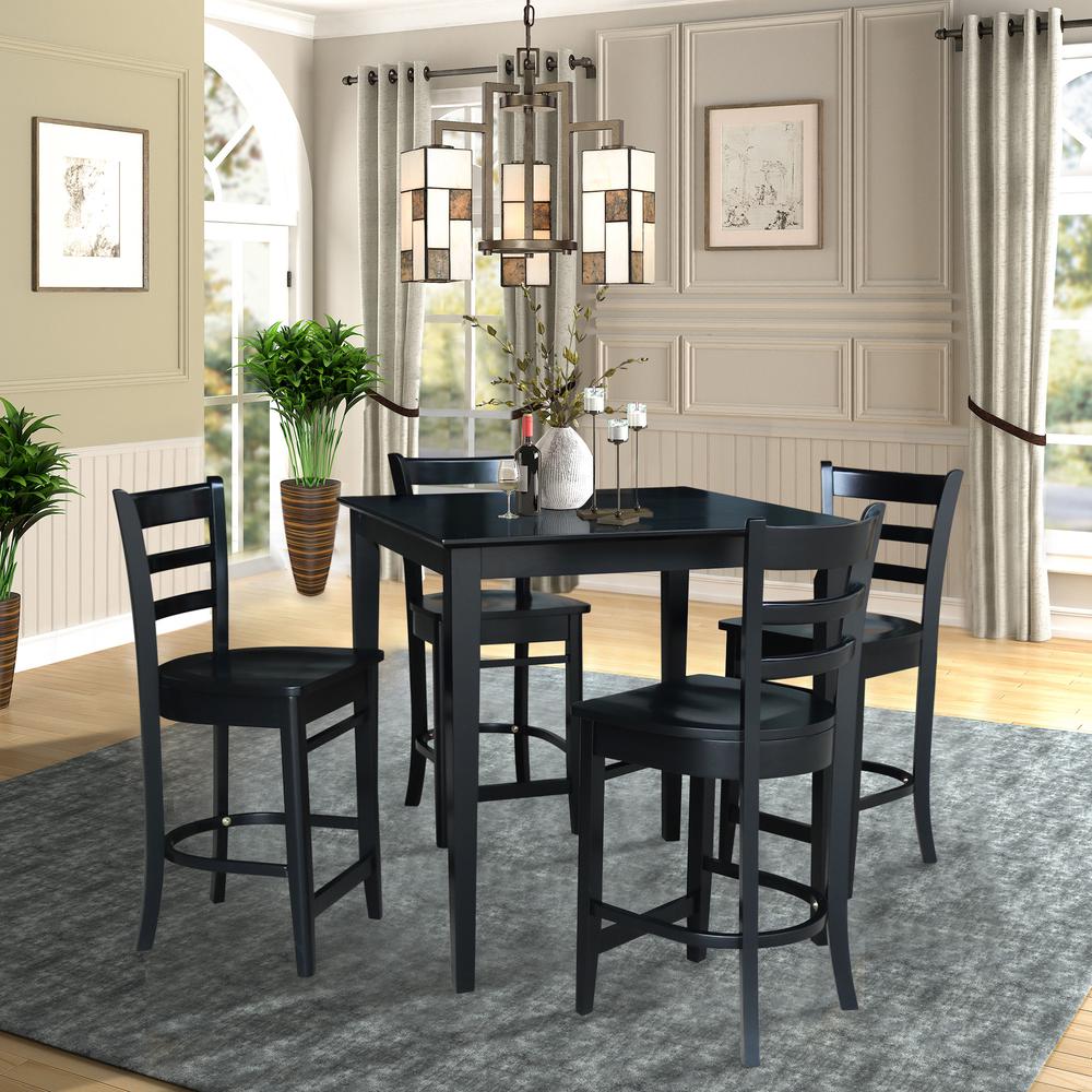 36" x 36" Counter Height Table with 4 Emily Counter Height Stools - 5 Piece Set. Picture 1