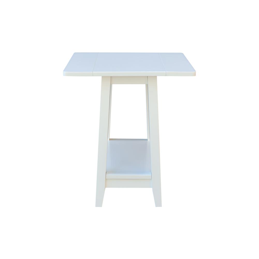 Solid Wood Square Drop Leaf Side Table in White. Picture 3