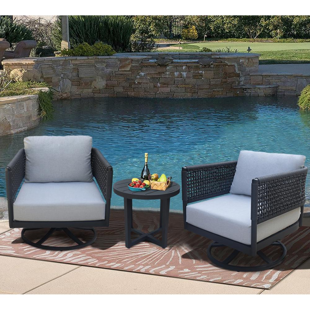 Outdoor 3 Piece Woven Abaca Rope Patio Furniture Set. Picture 2