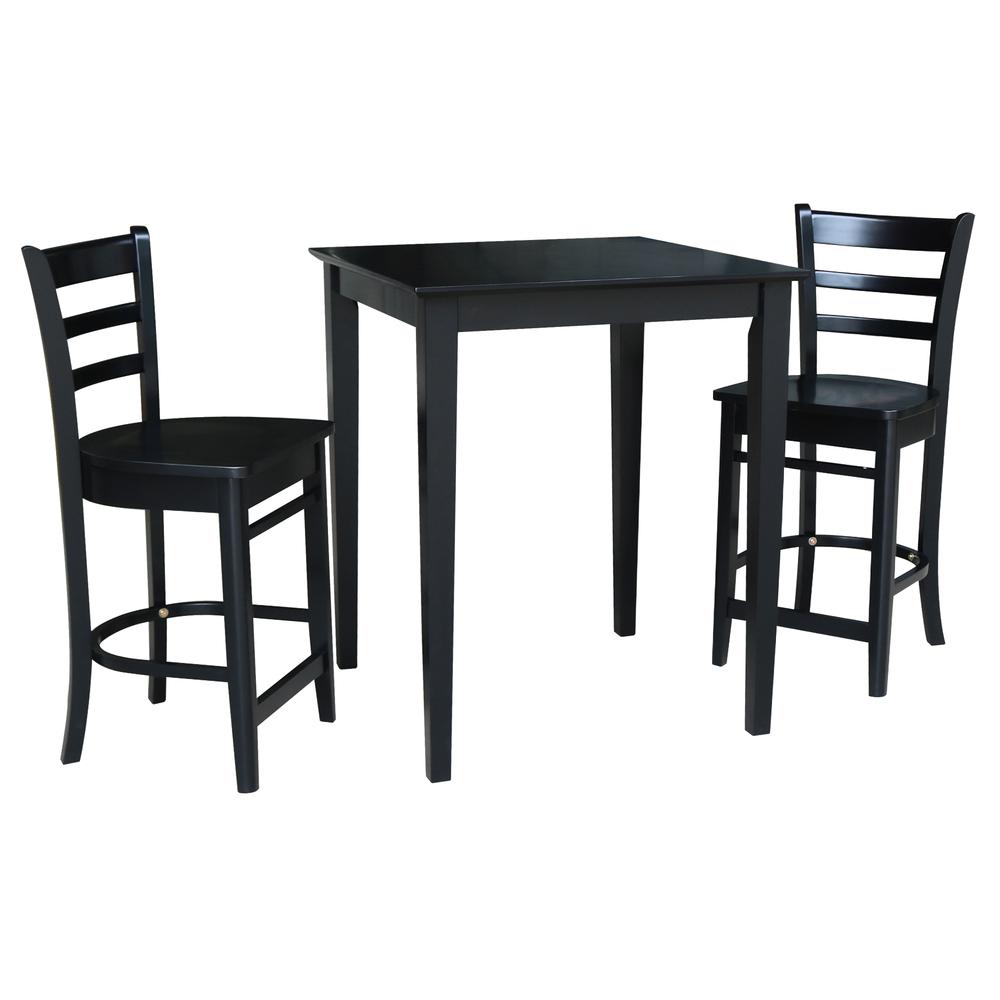 30" x 30" Gathering Height Table with 2 Emily Counter Height Stools. Picture 2