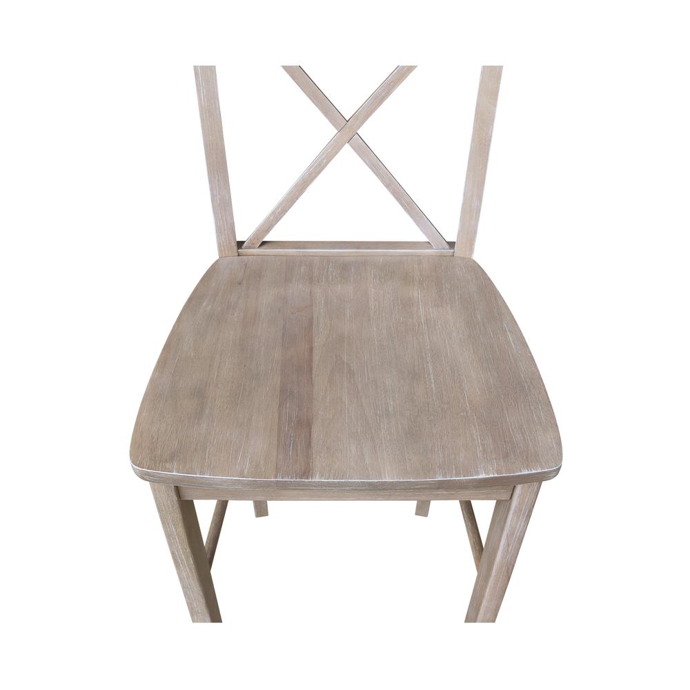 X-Back Bar height Stool - 30" Seat Height, Washed Gray Taupe. Picture 2