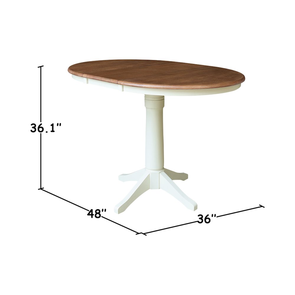 36" Round Top Pedestal Table With 12" Leaf - 36.1"H - Dining or Counter Height. Picture 6