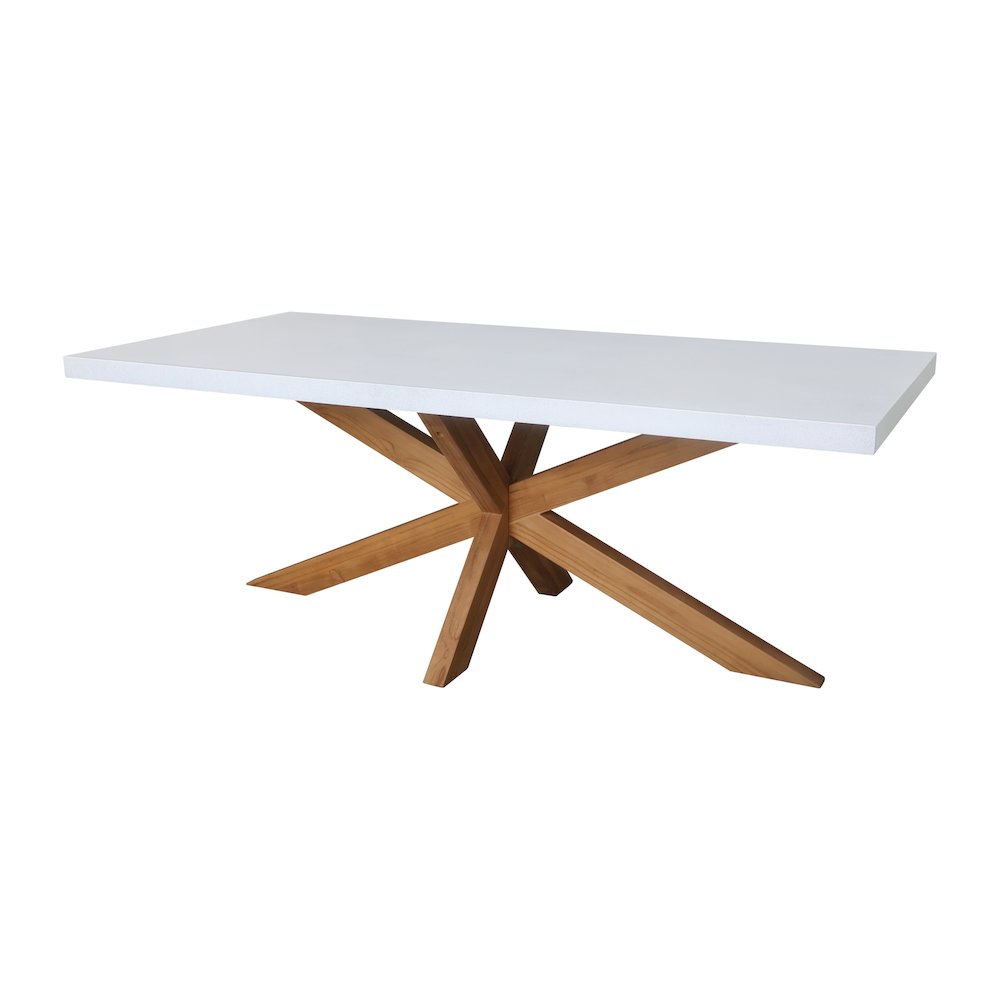 Outdoor 7 Piece Teak Patio Furniture Set with a Table and 6 Chairs,Natural/White. Picture 2