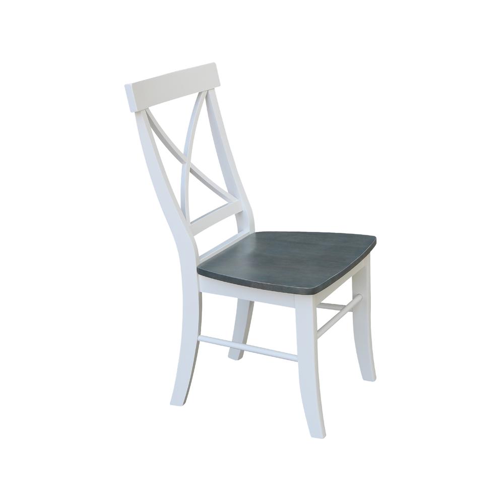 X-Back Chair - with Solid Wood Seat , White/Heather Gray. Picture 5