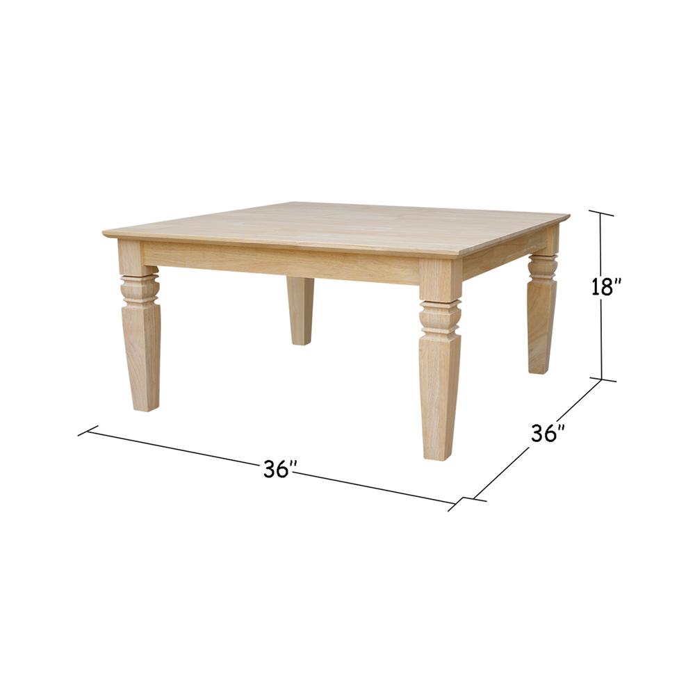 Java Square Coffee Table, Unfinished. Picture 6