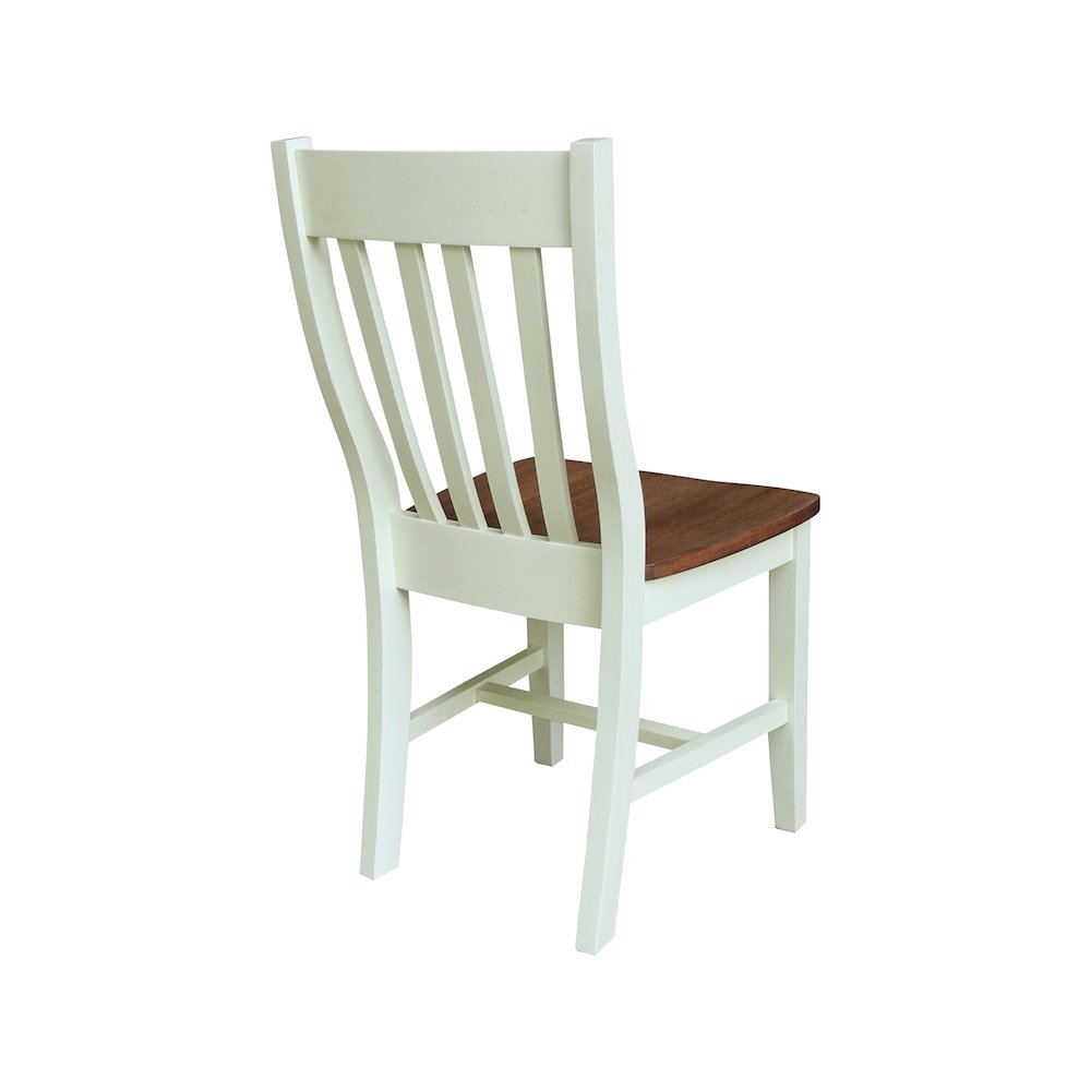 Set of Two Cafe Dining Chairs, Hickory/Shell. Picture 4