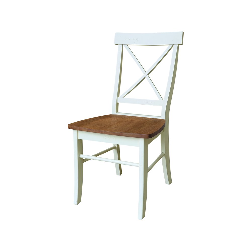 30" Round Top Pedestal Table With 2 X-Back Chairs - Set of 3 Pieces. Picture 3